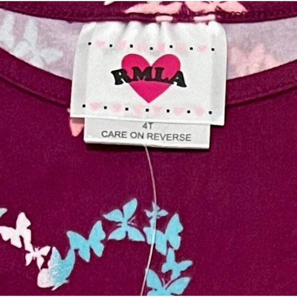 RMLA Burgundy Toddler Dress Butterfly Hearts Fluffy Tie Dyed Purse 2T 3T 4T - Picture 7 of 7